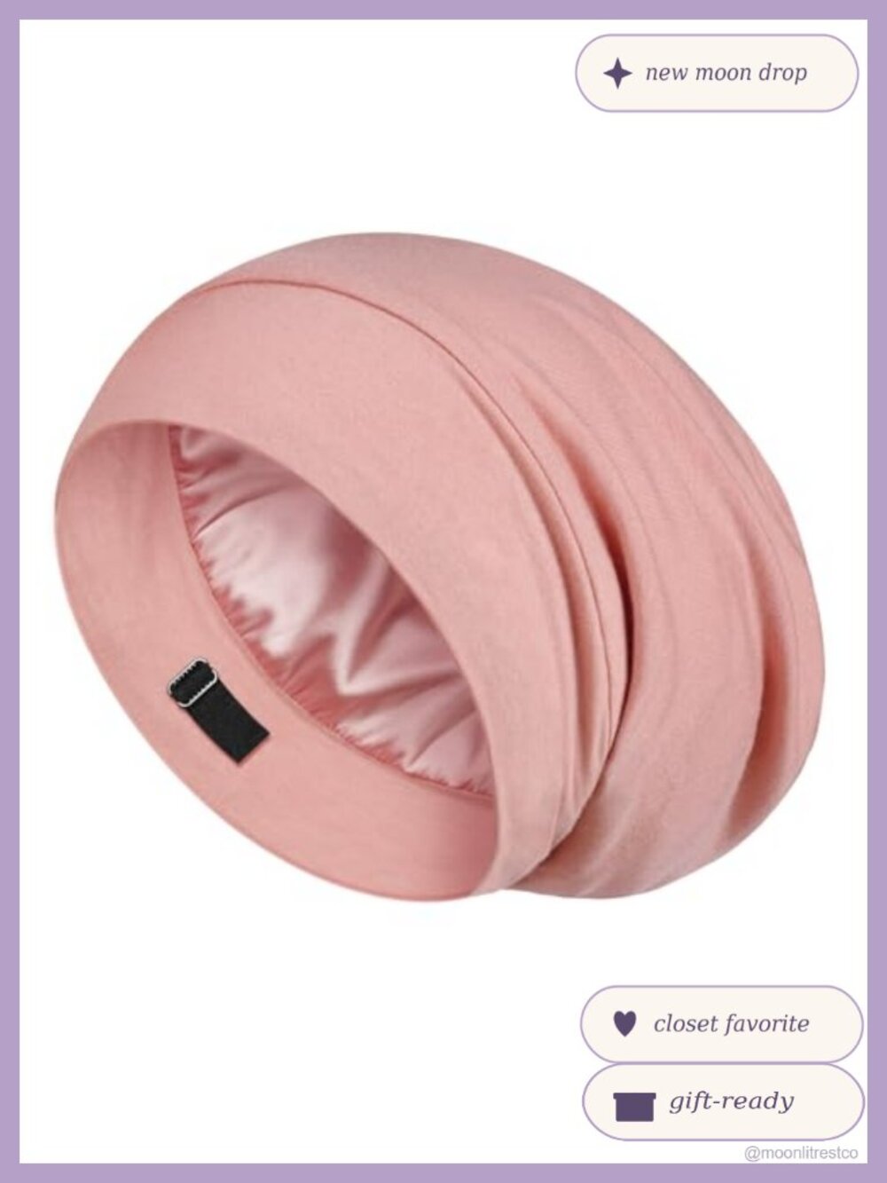 100% Mulberry Silk Sleep Bonnet Adjustable Strap Hair Wrap